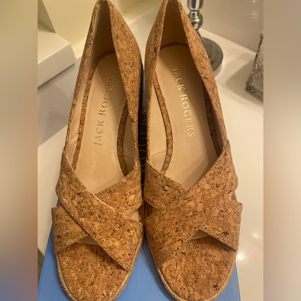 New in Box - Jack Rogers Palmer Criss-Cross Cork Wedge Espadrille size 6.5